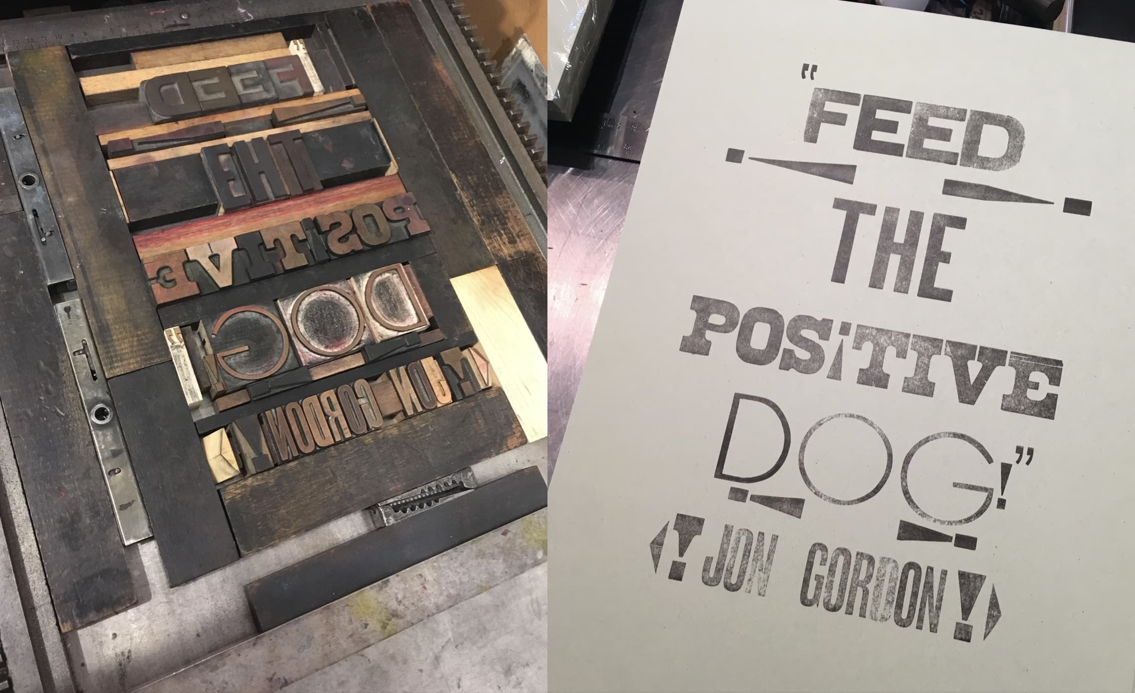 Picture of letter press machine and print