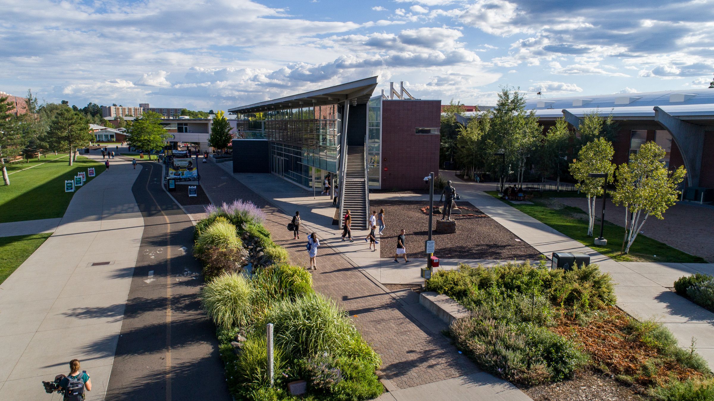 Aerial view of central campus by the University Union.
