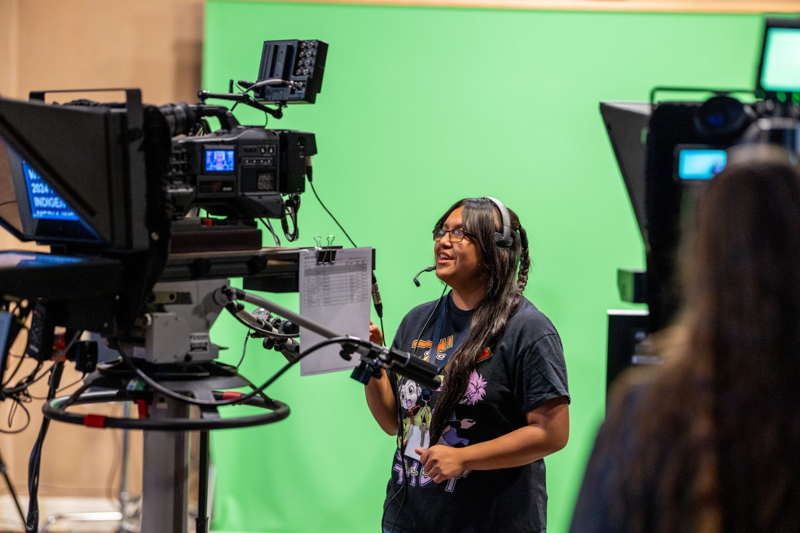 Indigenous high school students attend a media workshop on NAU campus.